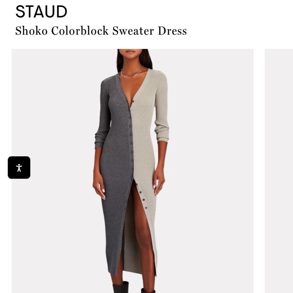 Staud Shoko Colorblock Dress in Grey